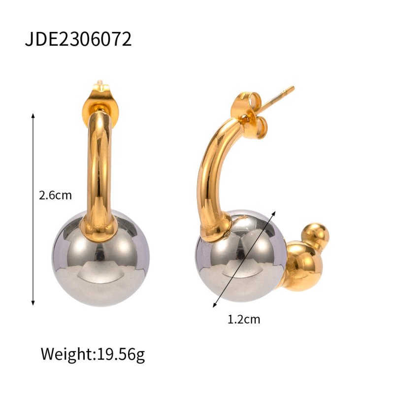 18K Gold Non-fading Gold And Silver Color Matching Simple And Elegant Earrings Stainless Steel Ornament-Jewearrings