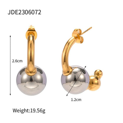 18K Gold Non-fading Gold And Silver Color Matching Simple And Elegant Earrings Stainless Steel Ornament-Jewearrings