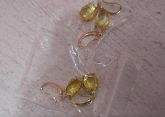 18K Gold Oval Earrings Colored Gems, Champagne Jewelry-Jewearrings