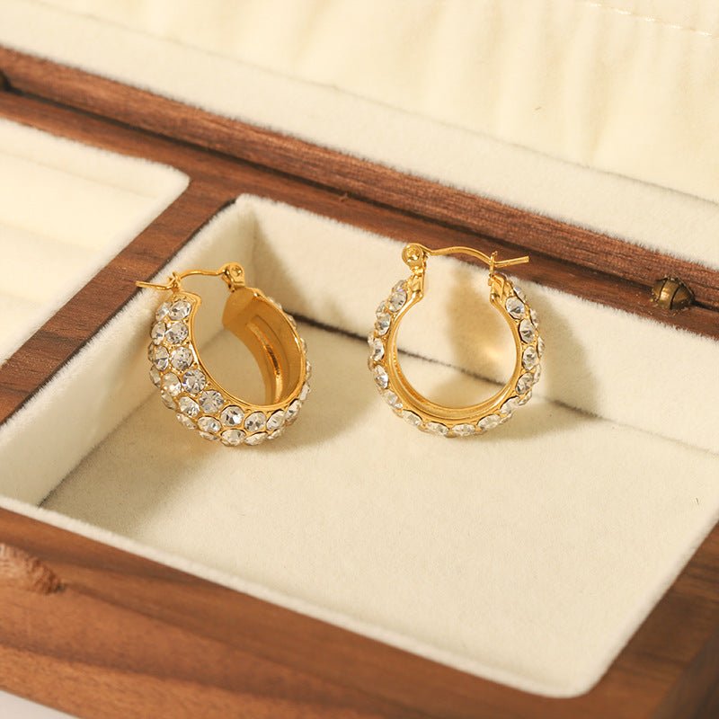 18K Gold-plated All-match Stainless Steel Earrings With Diamonds-Jewearrings