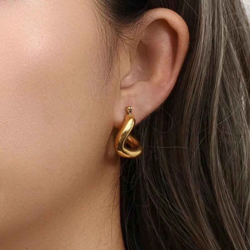 18k Gold-plated Bare Geometric Women's Earrings-Jewearrings