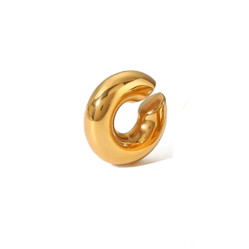 18K Gold Plated C-shaped Stainless Steel Earrings-Jewearrings