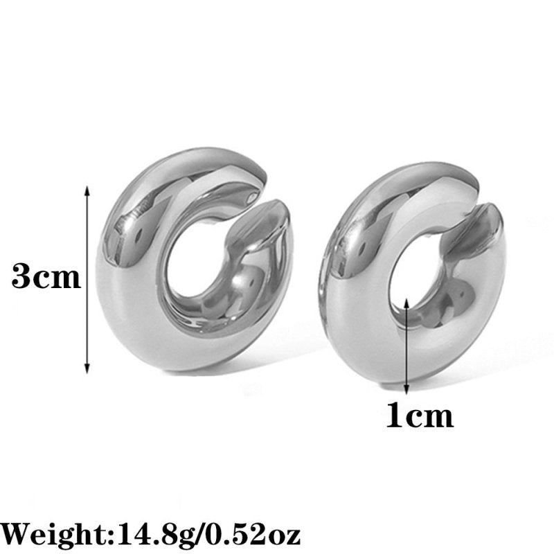 18K Gold Plated C-shaped Stainless Steel Earrings-Jewearrings