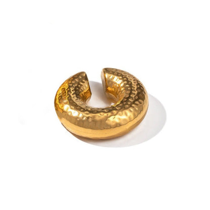 18K Gold Plated C-shaped Stainless Steel Earrings-Jewearrings