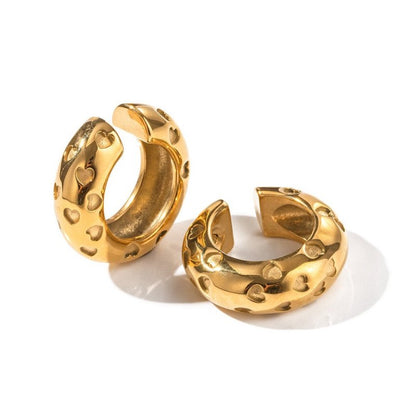 18K Gold Plated C-shaped Stainless Steel Earrings-Jewearrings