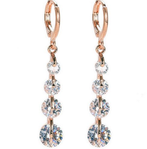 18K gold-plated diamond drop earrings-Jewearrings