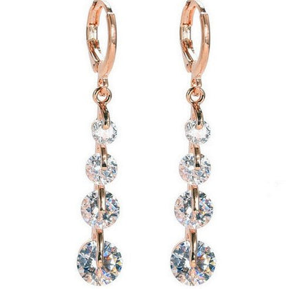 18K gold-plated diamond drop earrings-Jewearrings