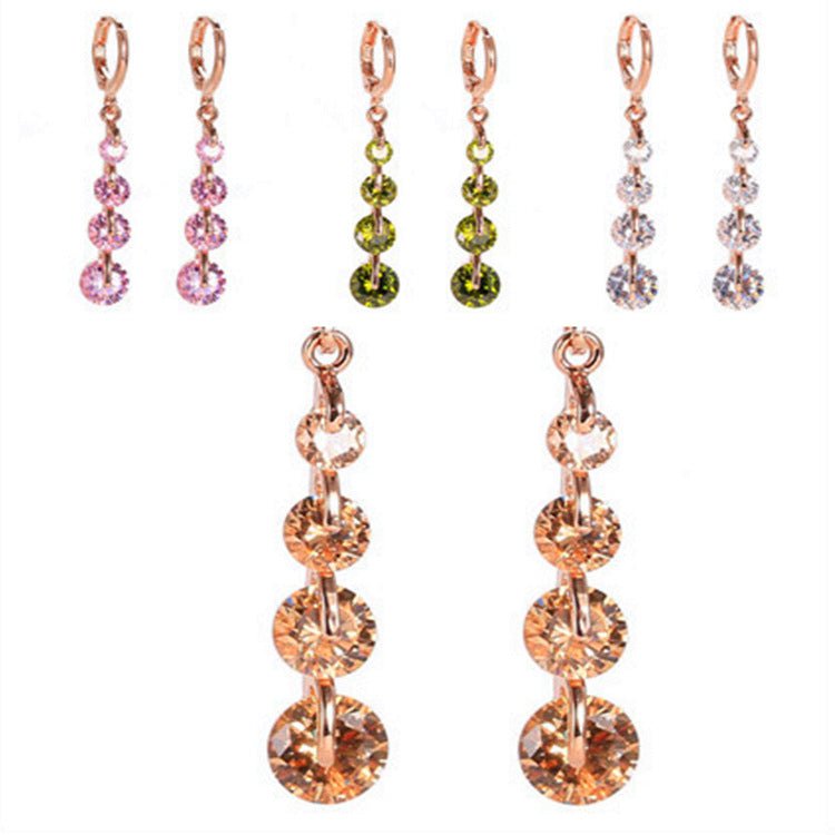 18K gold-plated diamond drop earrings-Jewearrings