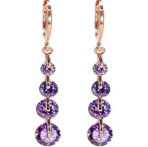 18K gold-plated diamond drop earrings-Jewearrings