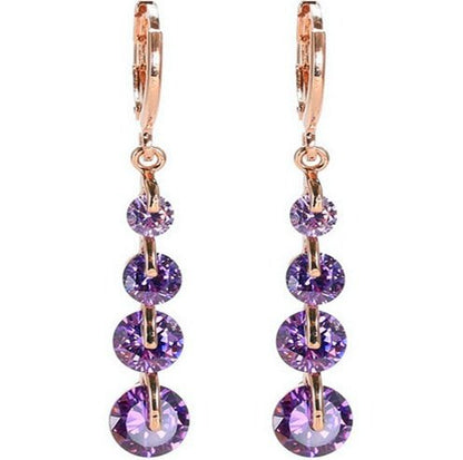 18K gold-plated diamond drop earrings-Jewearrings