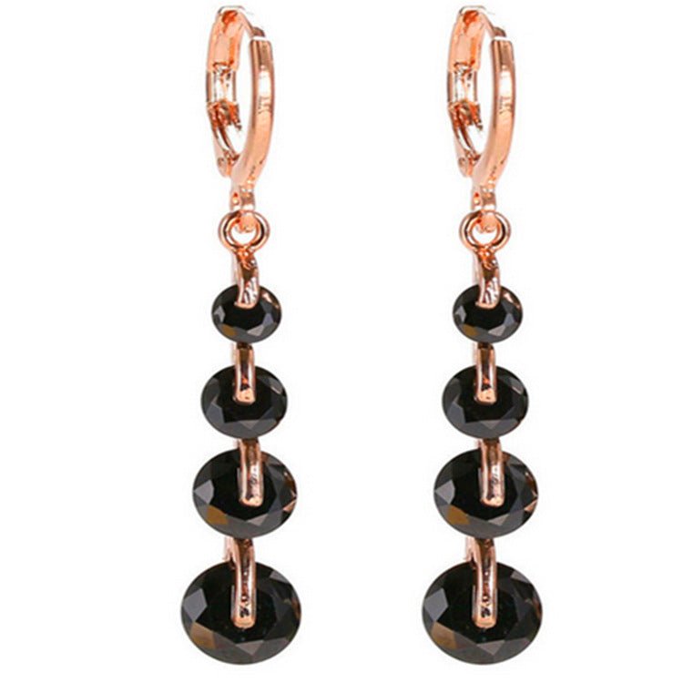 18K gold-plated diamond drop earrings-Jewearrings