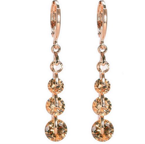 18K gold-plated diamond drop earrings-Jewearrings