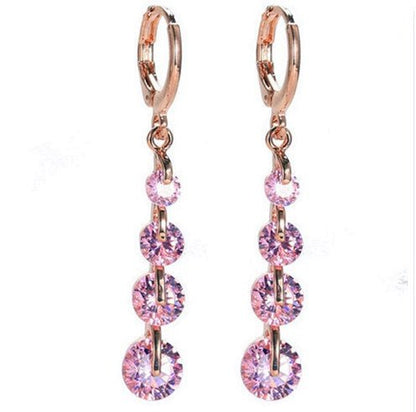 18K gold-plated diamond drop earrings-Jewearrings