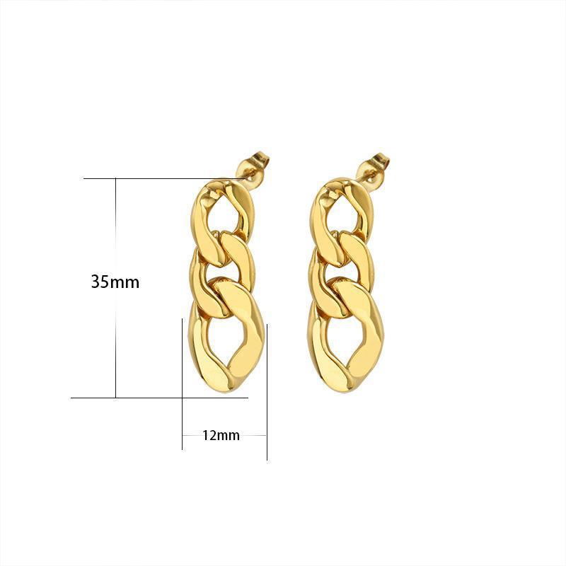 18K Gold Plated Geometric Edge Rings Pendant Stud Earrings-Jewearrings