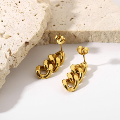 18K Gold Plated Geometric Edge Rings Pendant Stud Earrings-Jewearrings