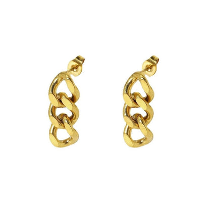 18K Gold Plated Geometric Edge Rings Pendant Stud Earrings-Jewearrings