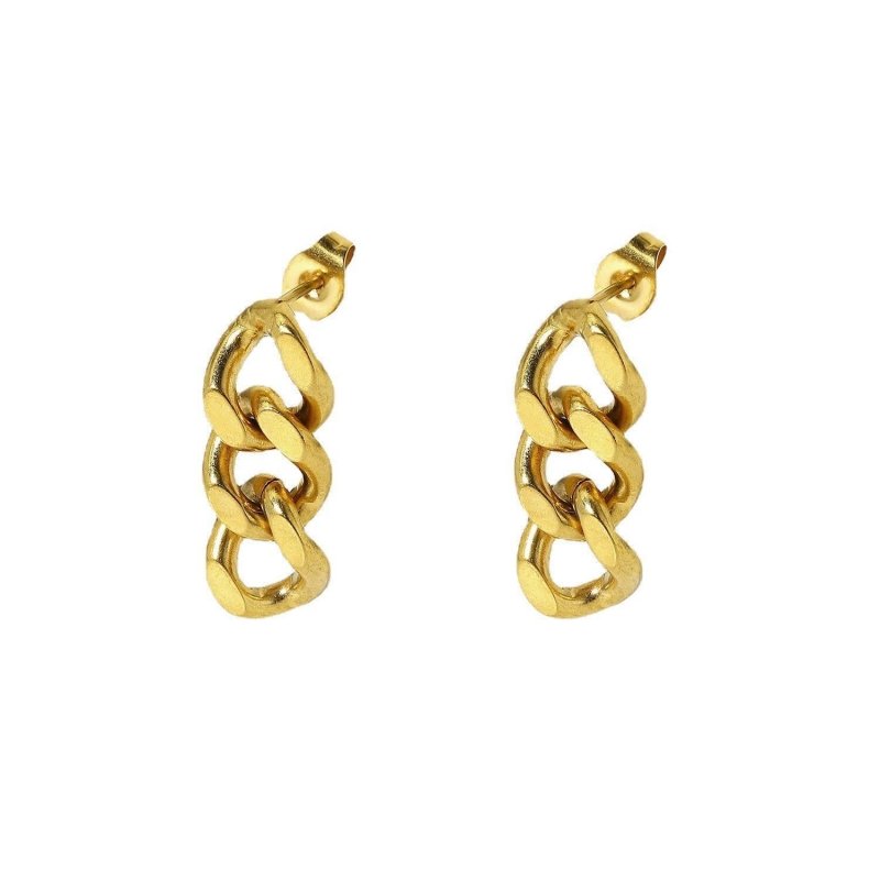 18K Gold Plated Geometric Edge Rings Pendant Stud Earrings-Jewearrings