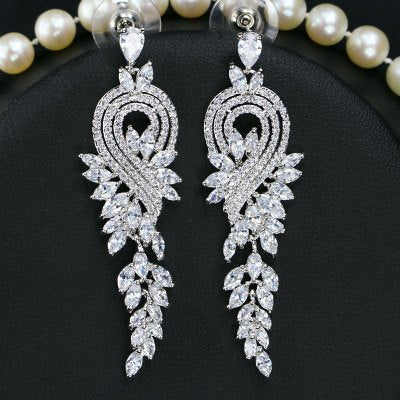 18K gold plated long tassel earrings AAA zircon enamel diamond earrings earrings-Jewearrings