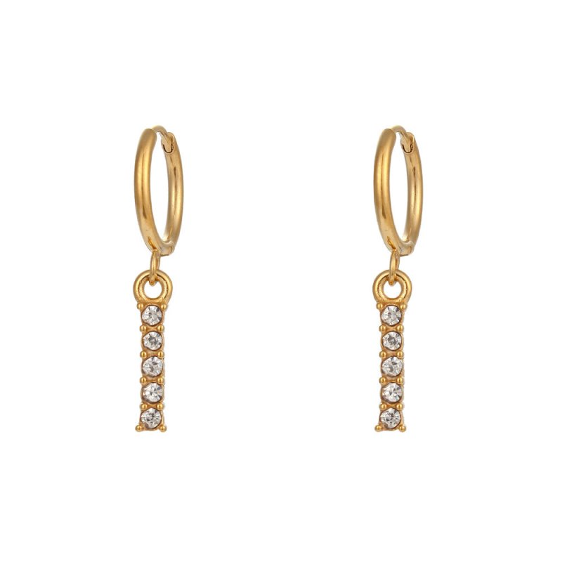 18K Gold Plated Micro Set Zircon Letter Earrings For Women-Jewearrings