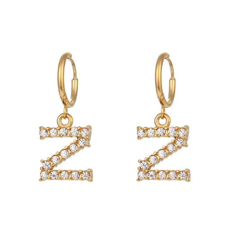 18K Gold Plated Micro Set Zircon Letter Earrings For Women-Jewearrings