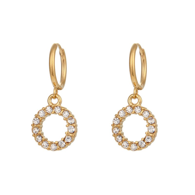 18K Gold Plated Micro Set Zircon Letter Earrings For Women-Jewearrings