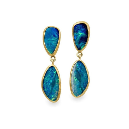 18k Gold-plated Twin Peaks Opal Earrings-Jewearrings