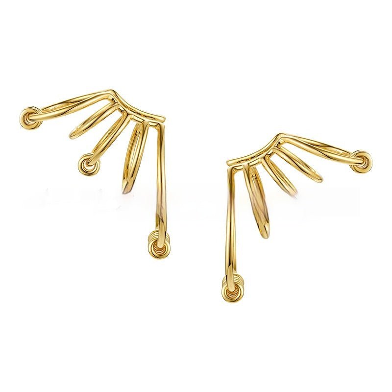 18K Gold Plating Brass Multi-Circle Line Non-pierced Ear Bone Clip Fashion Personality Earrings-Jewearrings