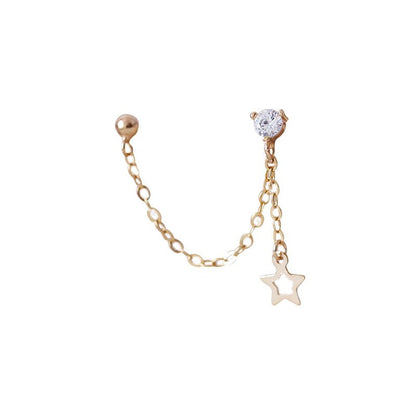 18K Gold Pure Silver Star Natural Pearl Earrings-Jewearrings