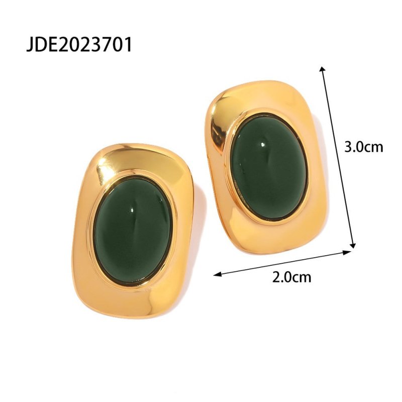 18K Gold Retro Affordable Luxury High-grade Oval Earrings-Jewearrings