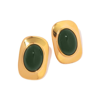 18K Gold Retro Affordable Luxury High-grade Oval Earrings-Jewearrings