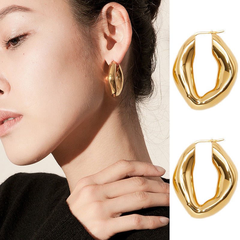 18K Gold Shaped Earrings-Jewearrings