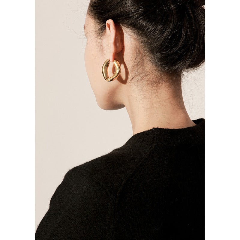 18K Gold Shaped Earrings-Jewearrings