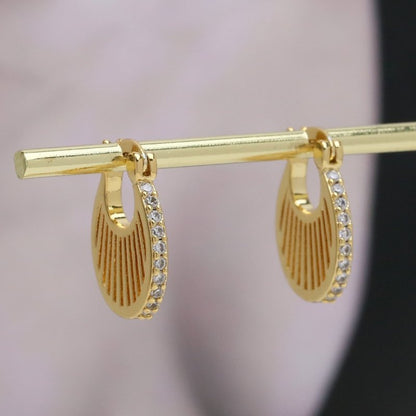 18K Gold & Small Medium And Large Brass Zircon Earrings-Jewearrings