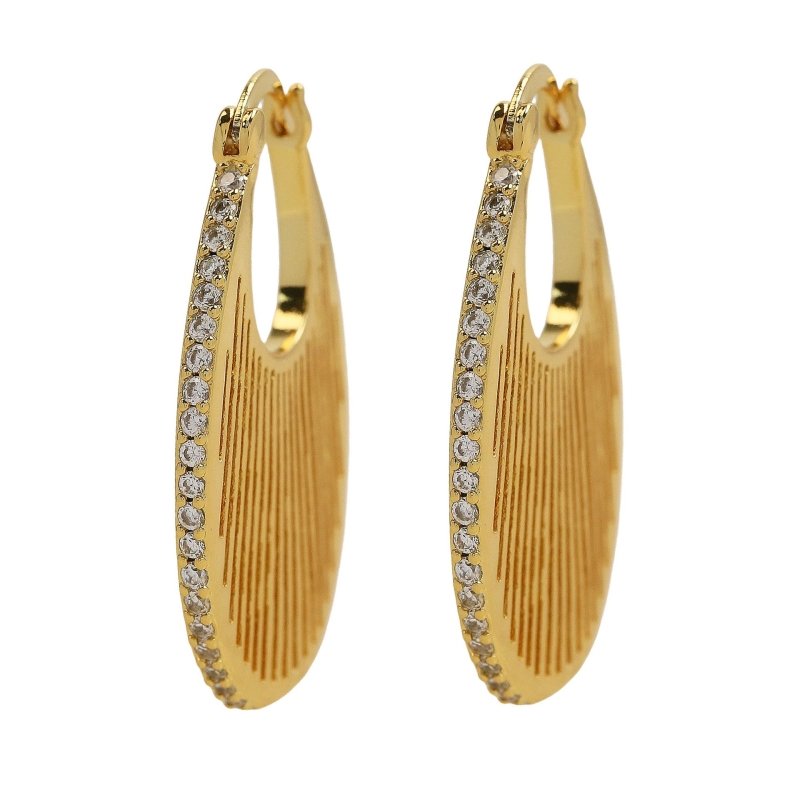 18K Gold & Small Medium And Large Brass Zircon Earrings-Jewearrings