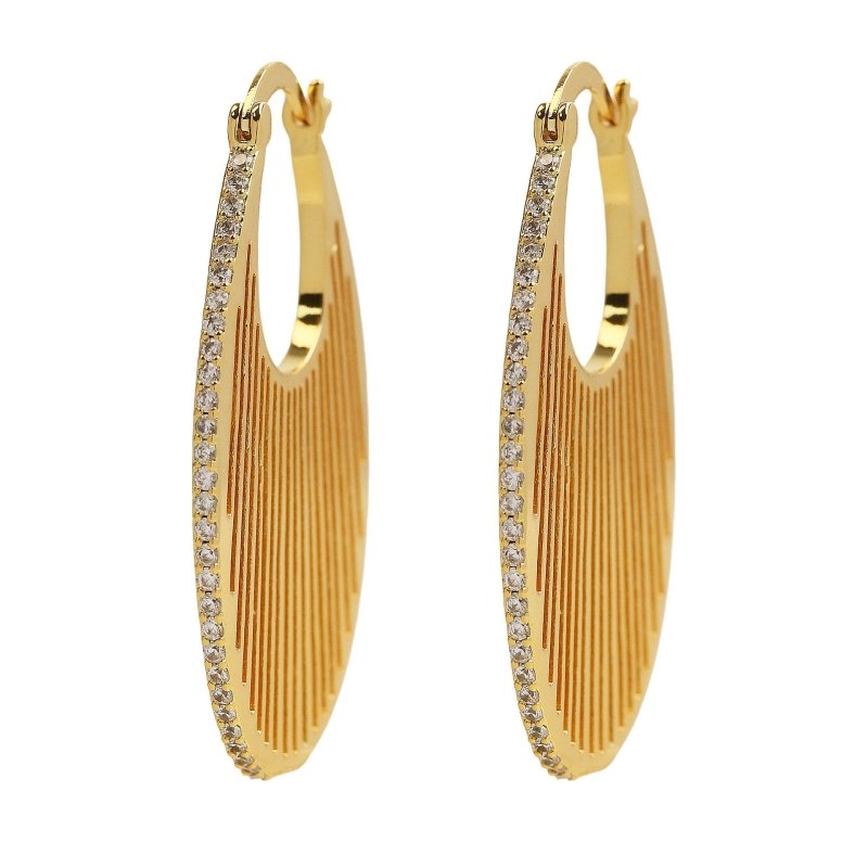 18K Gold & Small Medium And Large Brass Zircon Earrings-Jewearrings