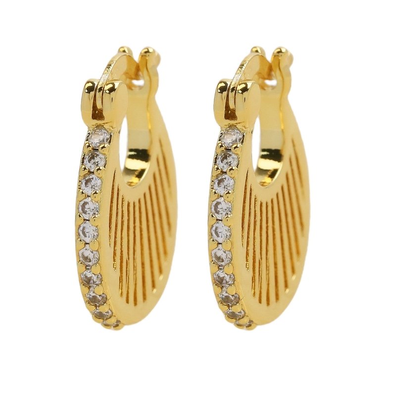 18K Gold & Small Medium And Large Brass Zircon Earrings-Jewearrings