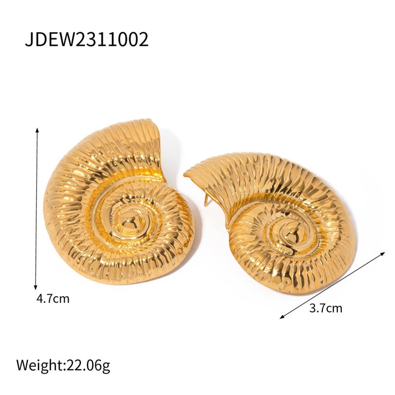 18K Gold Stainless Steel Conch Spiral Hoop High-grade Earrings Earring Ornament Women-Jewearrings