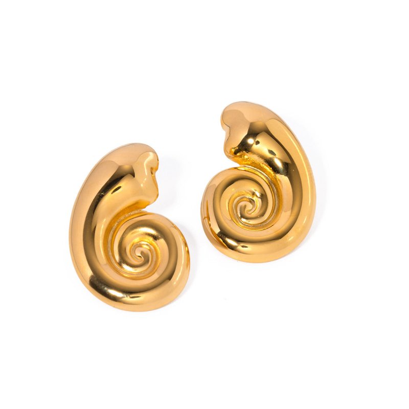 18K Gold Stainless Steel Conch Spiral Hoop High-grade Earrings Earring Ornament Women-Jewearrings