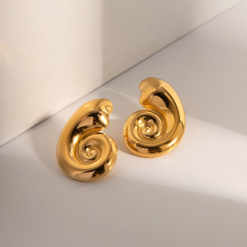 18K Gold Stainless Steel Conch Spiral Hoop High-grade Earrings Earring Ornament Women-Jewearrings