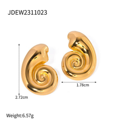 18K Gold Stainless Steel Conch Spiral Hoop High-grade Earrings Earring Ornament Women-Jewearrings