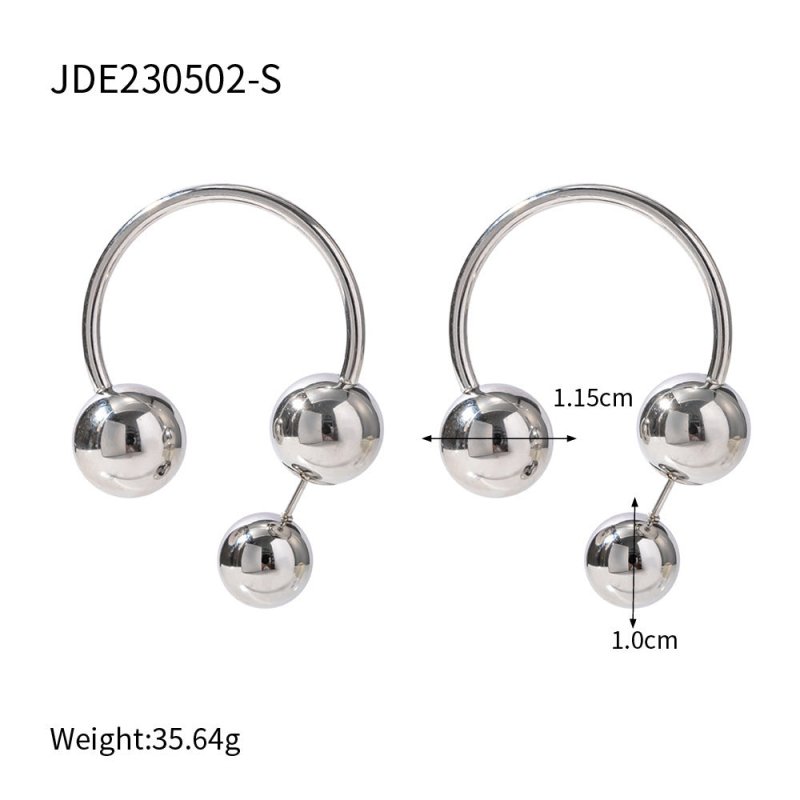 18K Gold Stainless Steel Exaggerated Spherical Earrings-Jewearrings