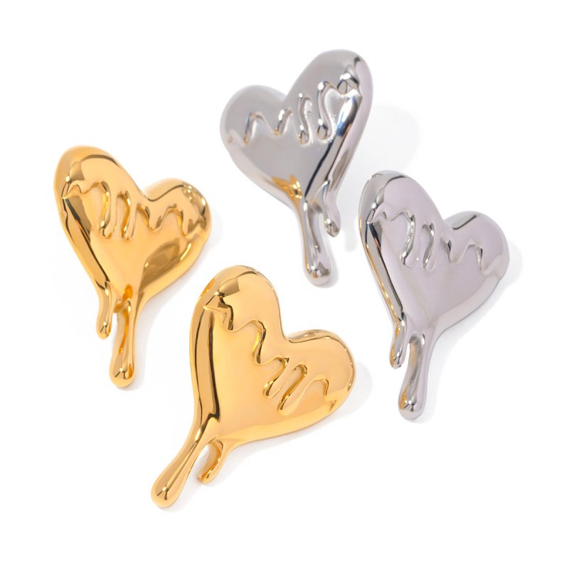 18K Gold Stainless Steel Melting Love Heart Earrings-Jewearrings