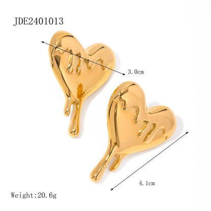 18K Gold Stainless Steel Melting Love Heart Earrings-Jewearrings