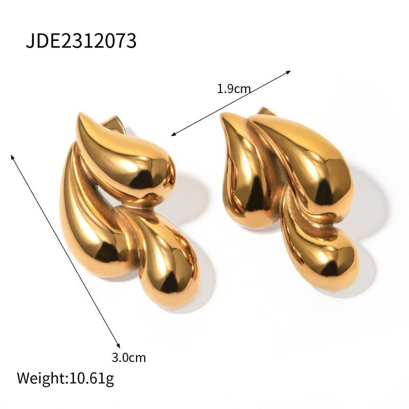 18K Gold Stainless Steel Several Water Drop Earrings Stainless Steel-Jewearrings