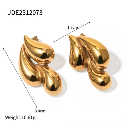 18K Gold Stainless Steel Several Water Drop Earrings Stainless Steel-Jewearrings