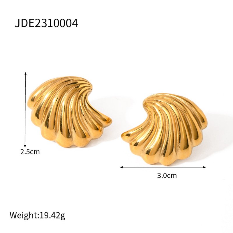 18K Gold Stainless Steel Shell Earrings All-match Fashion Earrings-Jewearrings