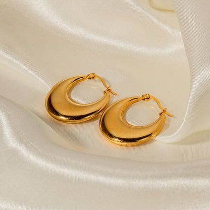 18K Gold Stainless Steel U-shaped Earrings-Jewearrings