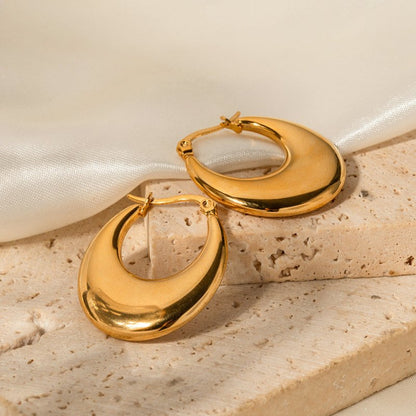 18K Gold Stainless Steel U-shaped Earrings-Jewearrings