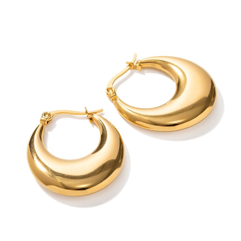 18K Gold Stainless Steel U-shaped Earrings-Jewearrings