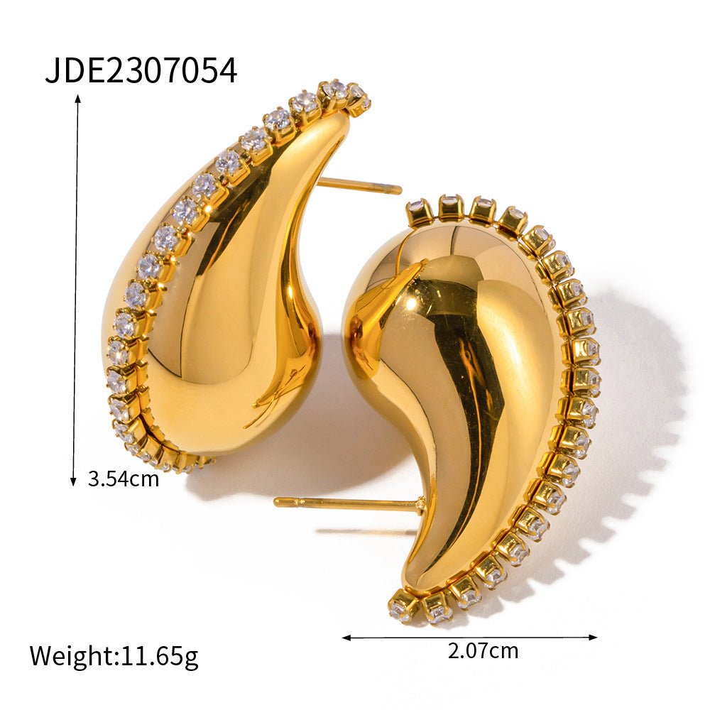 18K Gold Water Drop Earrings-Jewearrings